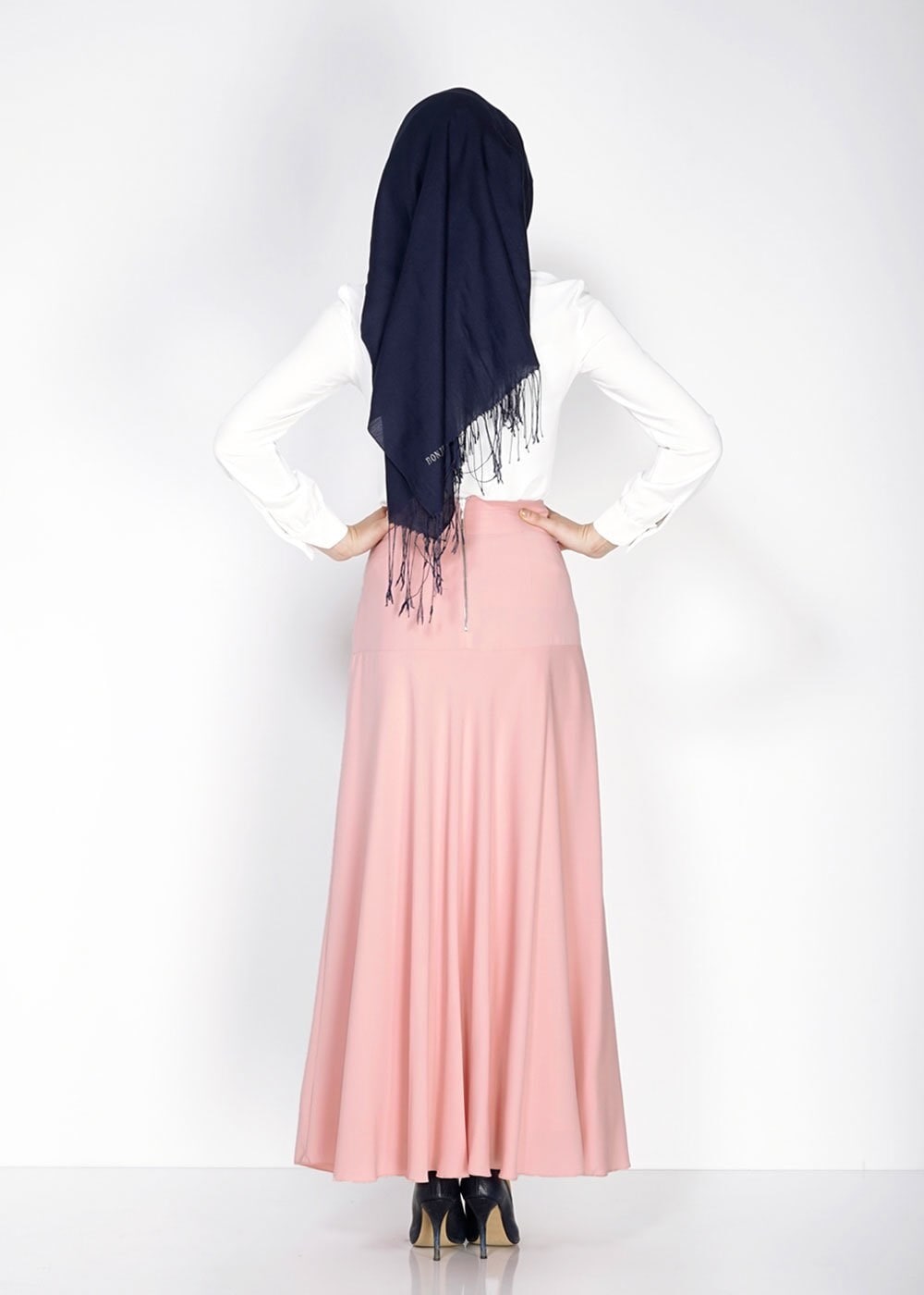 Tesettür giyim PUDRA GENİŞ KESİM ETEK 6687