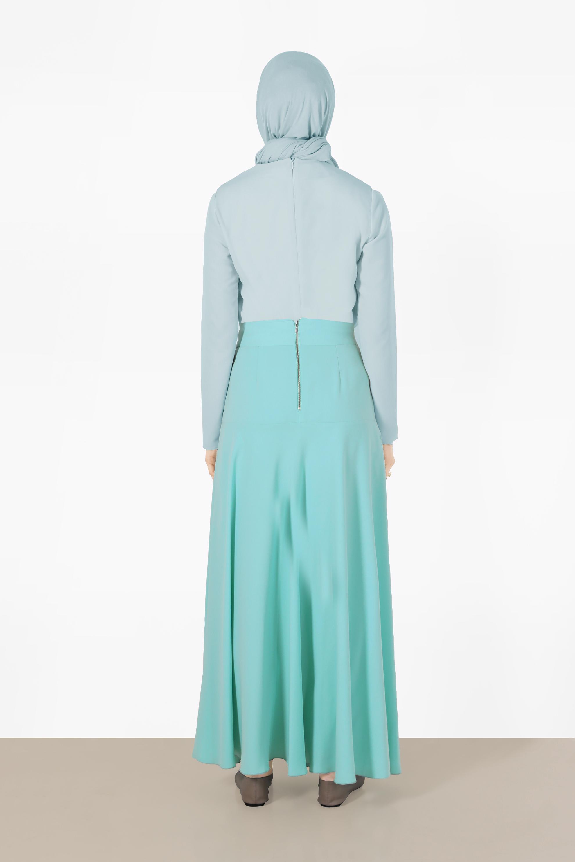 Tesettür giyim YEŞİL GENİŞ KESİM ETEK 6687