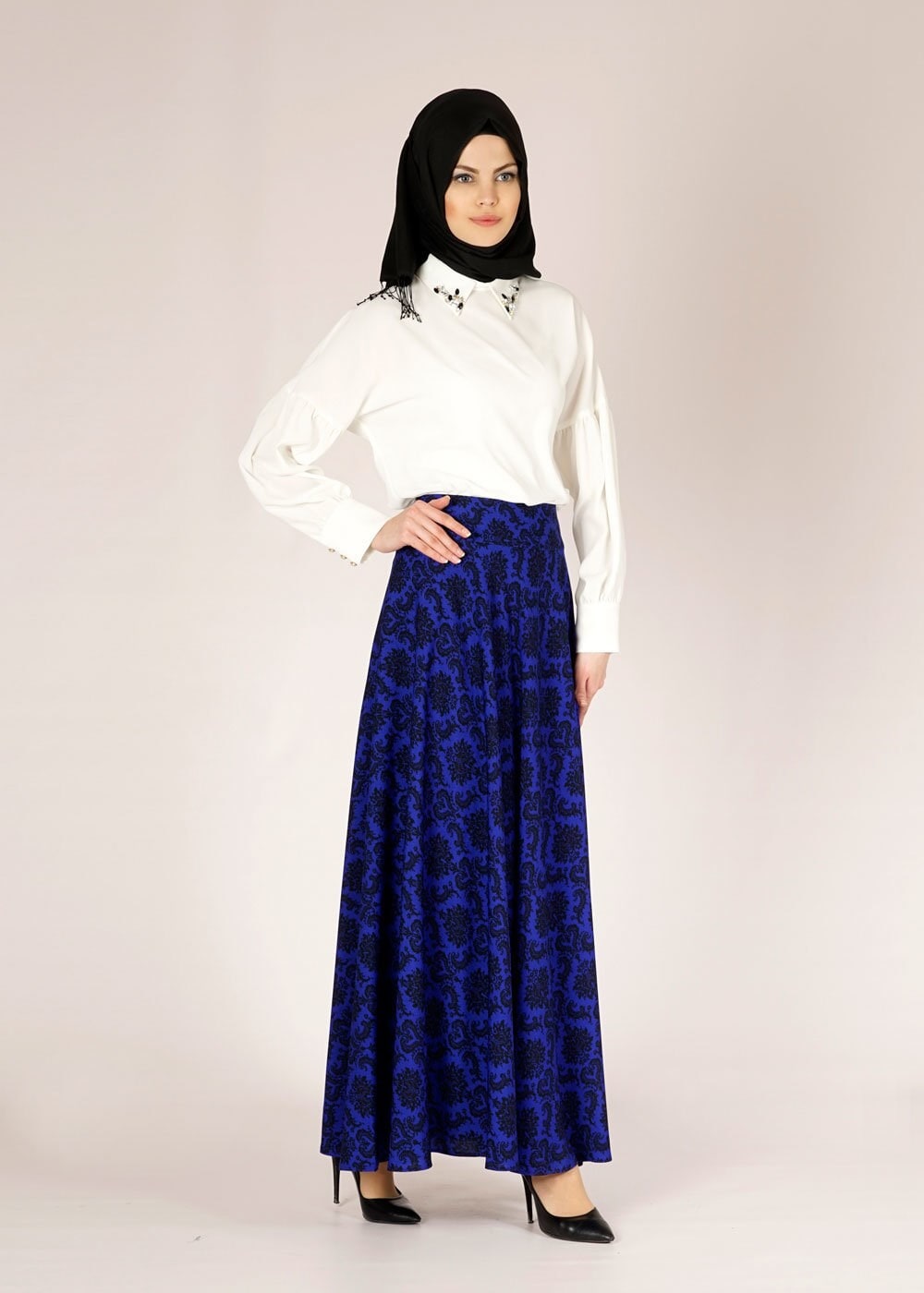 Tesettür giyim LACİVERT 6690 EMP.CREP 2070 ETEK 38/44(38-40) TEK36