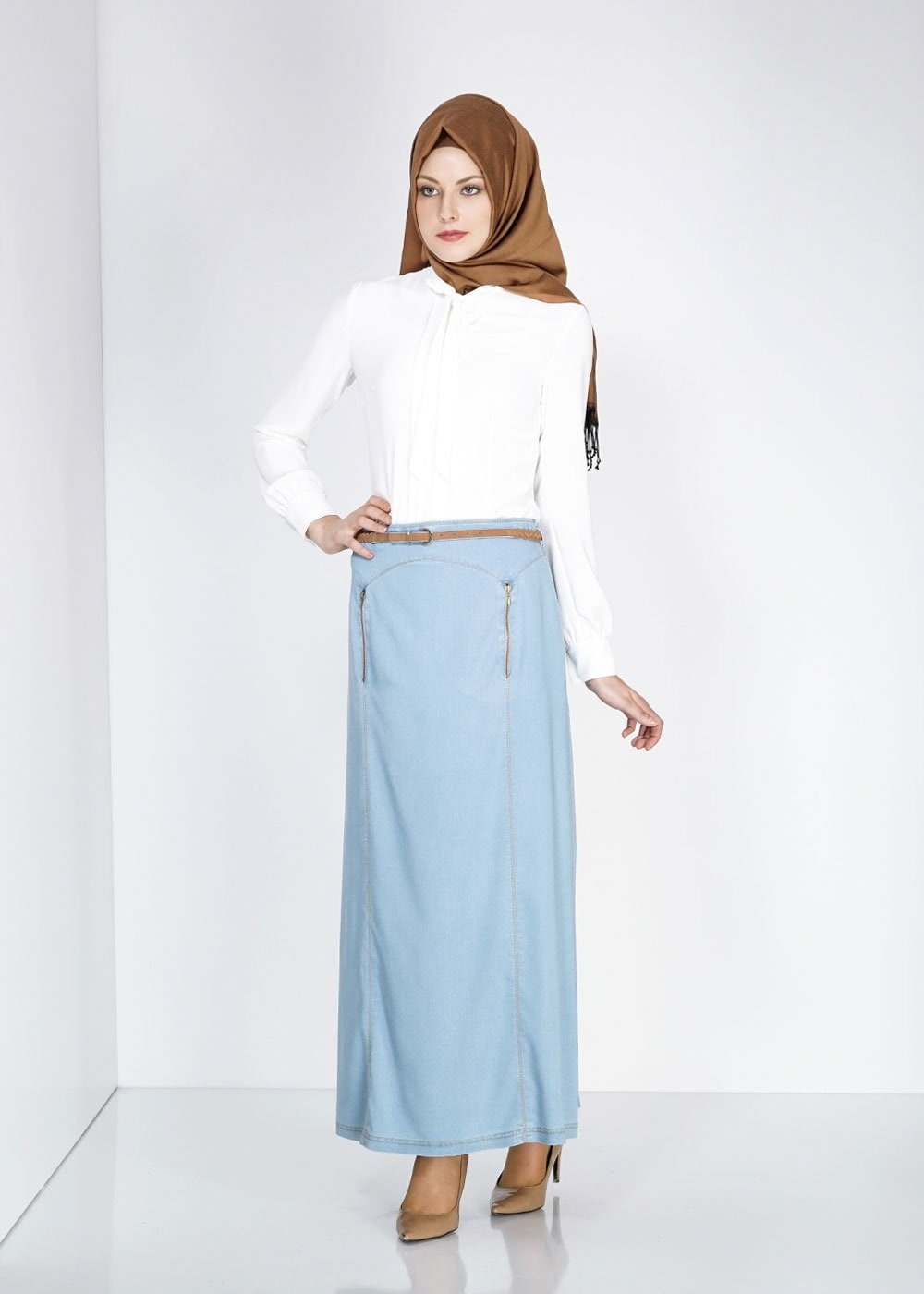 Tesettür giyim LACİVERT 6691 Noura Tesettür Etek