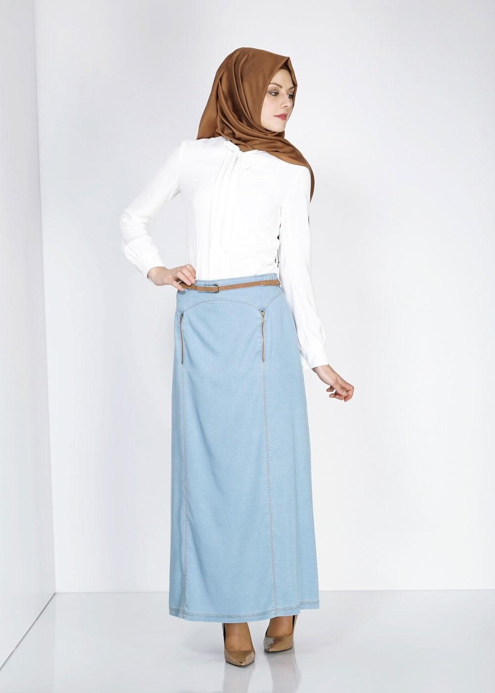 Tesettür giyim LACİVERT 6691 Noura Tesettür Etek