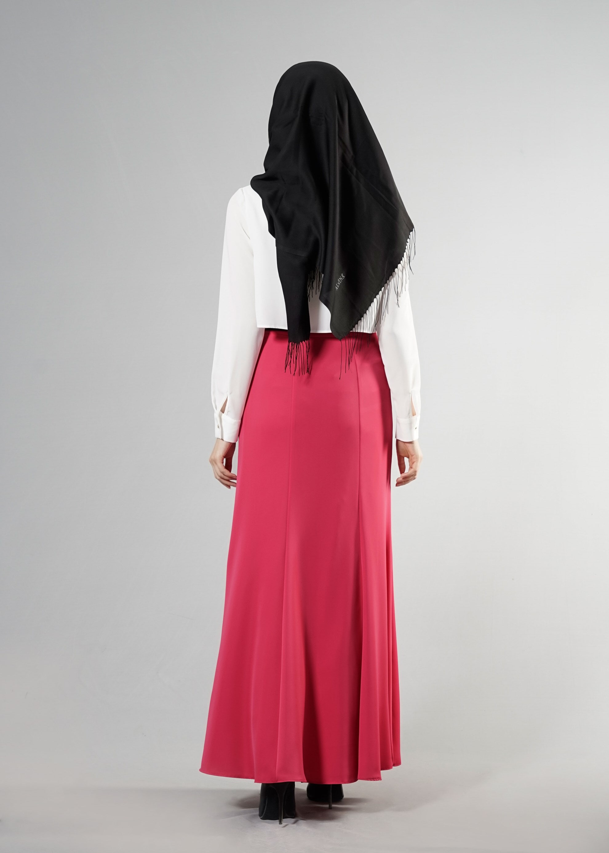 Tesettür giyim MOR VOLANLI DÜZ ETEK 6693