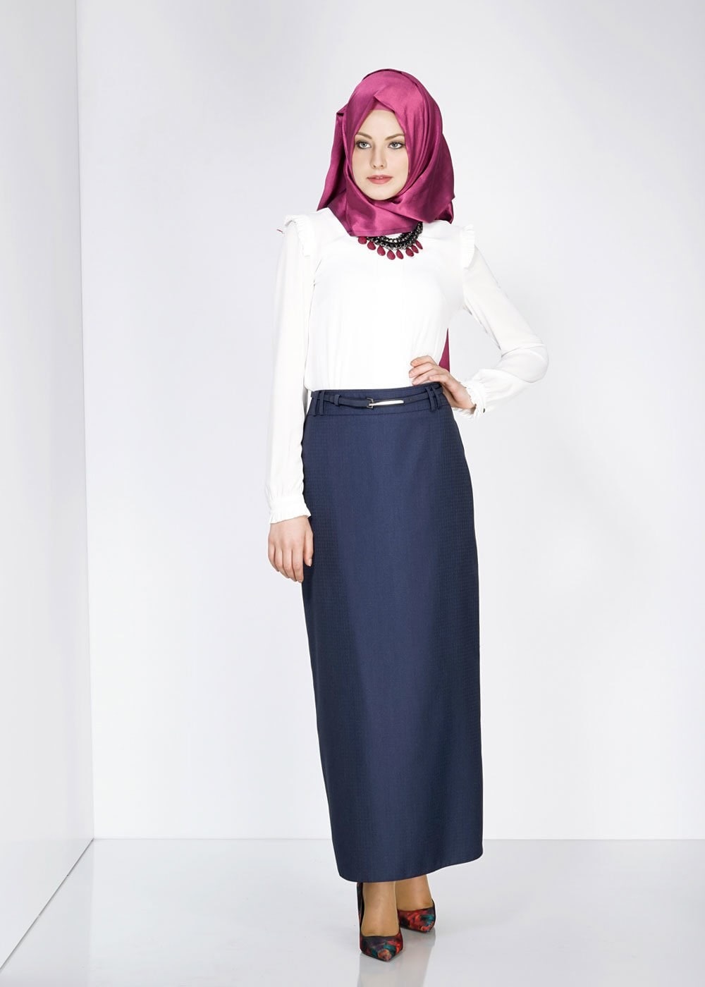 Tesettür giyim LACİVERT 6694 Crista Tesettür Etek