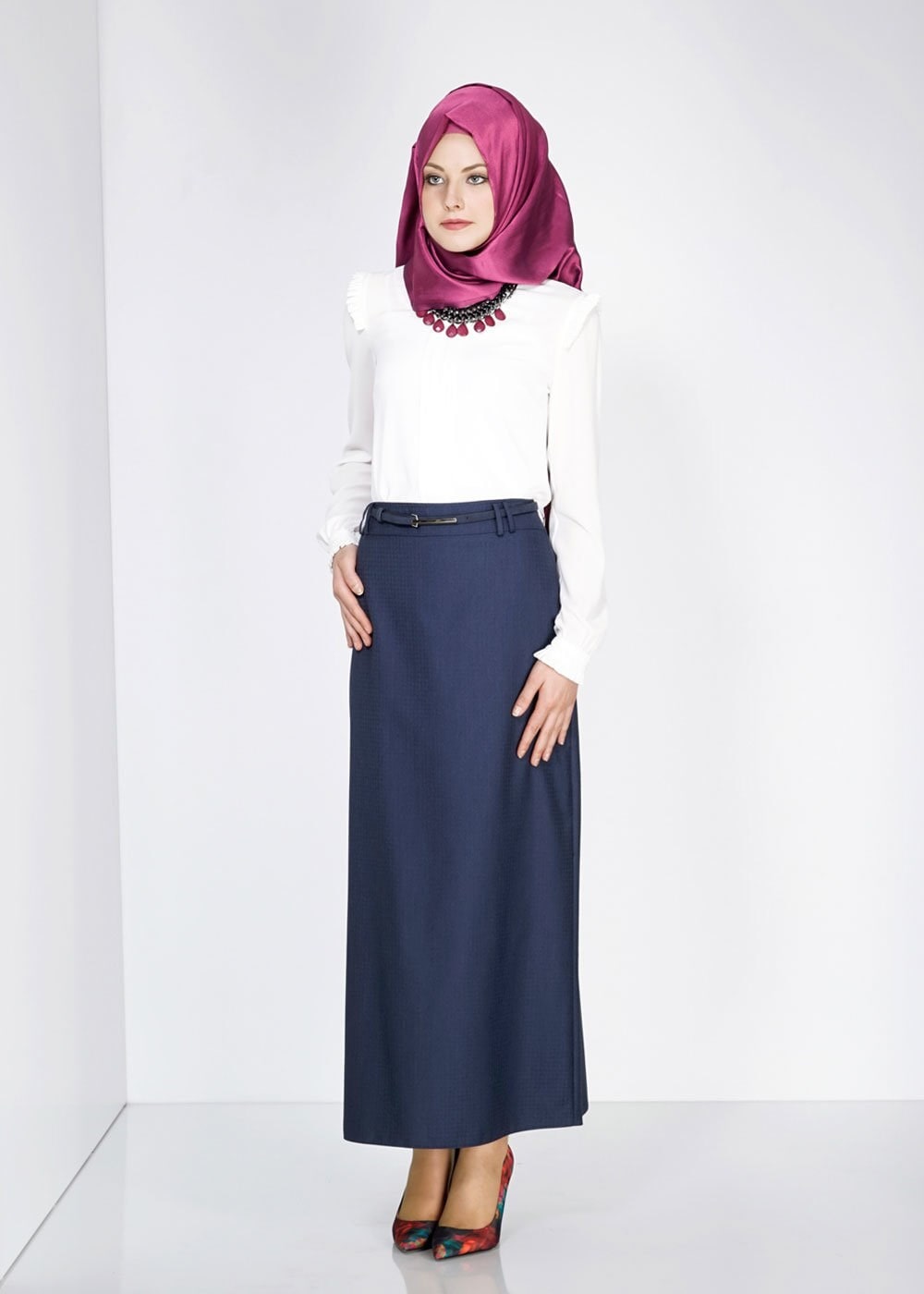 Tesettür giyim LACİVERT 6694 Crista Tesettür Etek