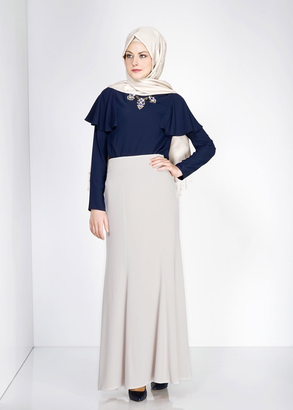 Tesettür giyim BEJ 6695 Farah Tesettür Etek