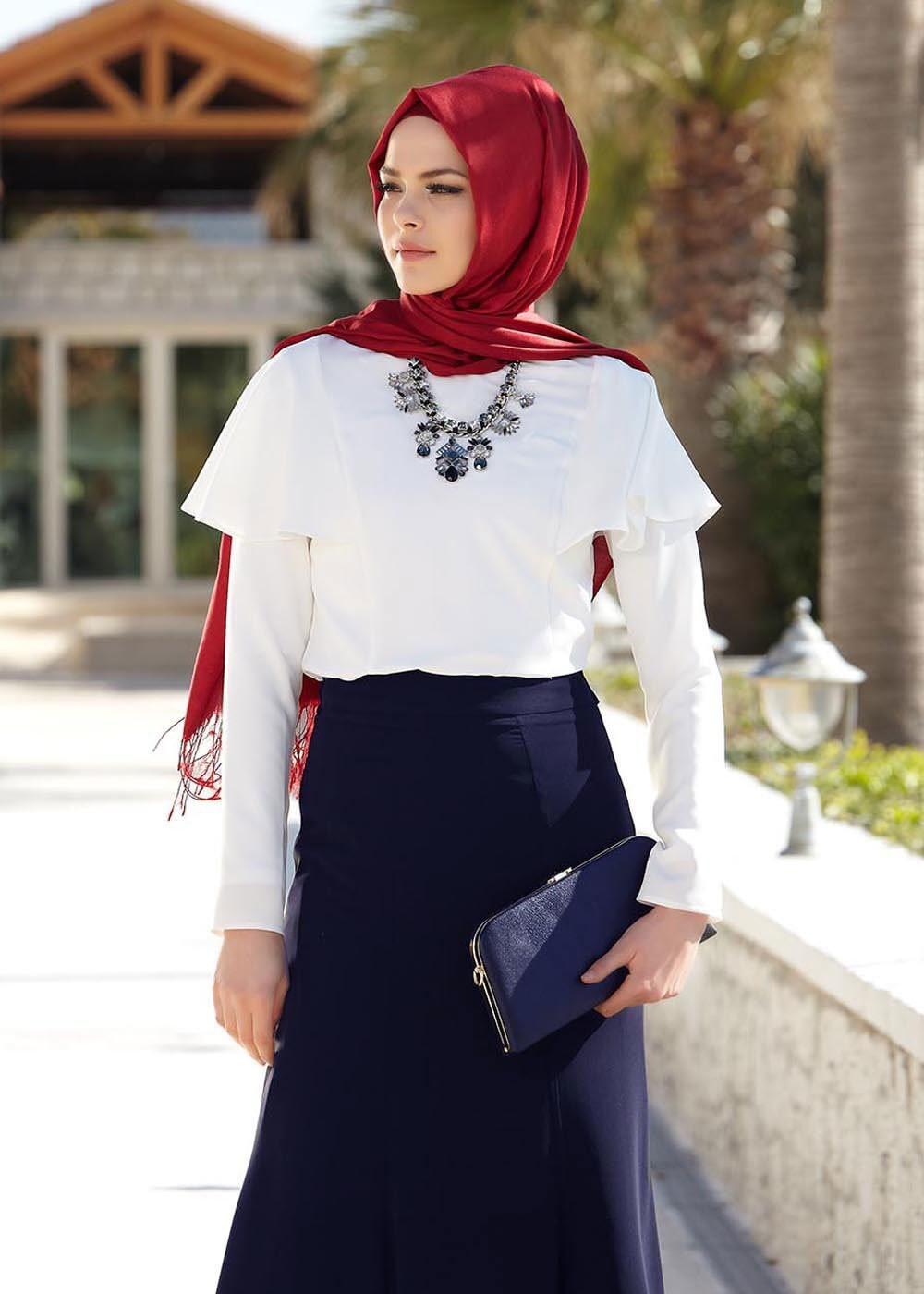 Tesettür giyim LACİVERT 6695 Farah Tesettür Etek