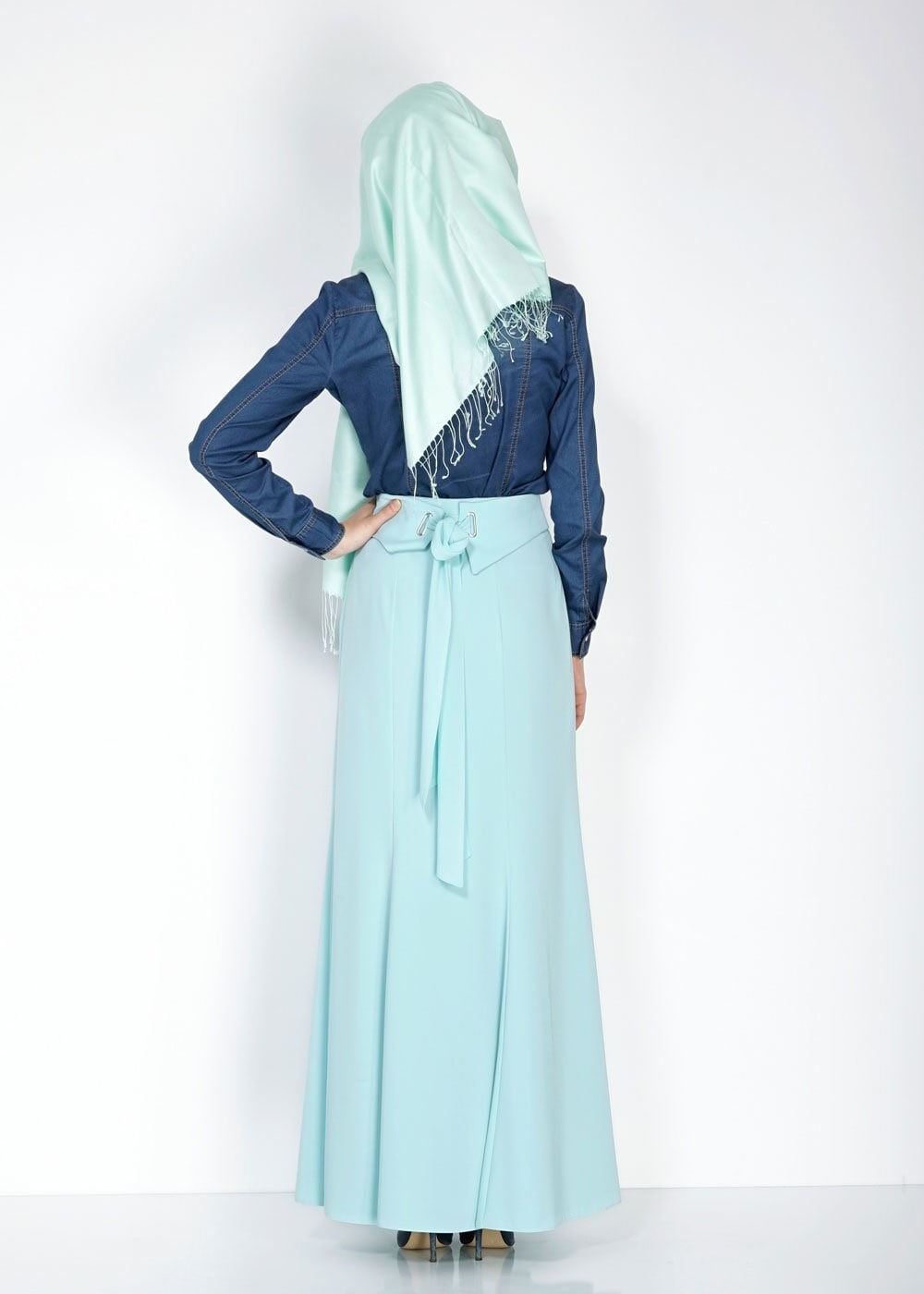 Tesettür giyim YEŞİL 6695 Farah Tesettür Etek