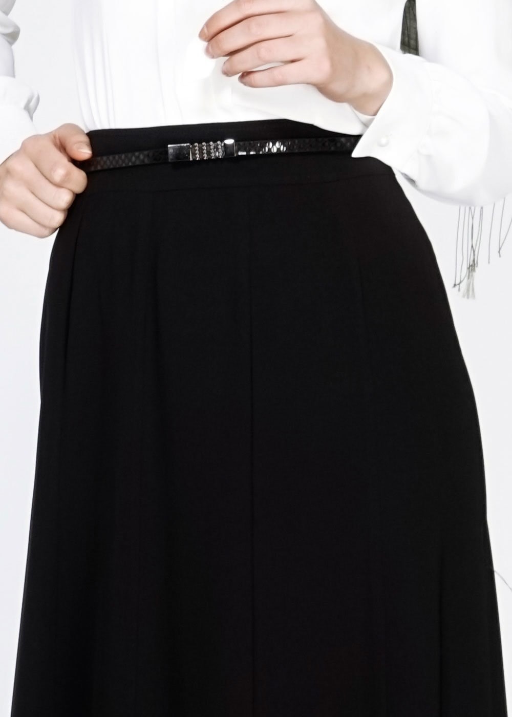 Tesettür giyim SİYAH VOLANLI ETEK 6696