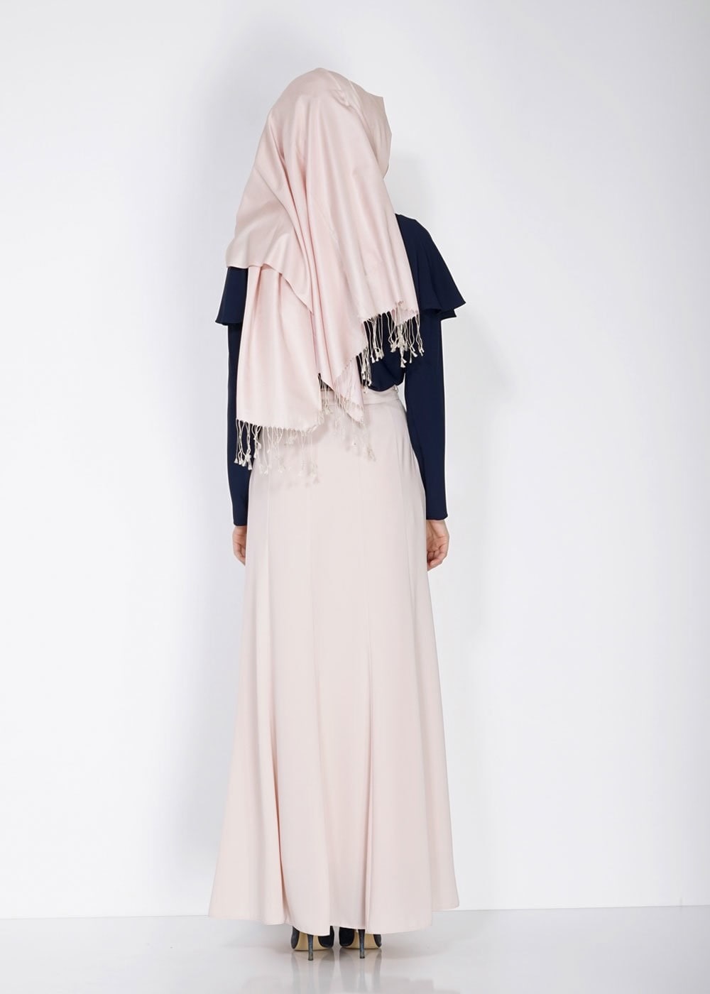 Tesettür giyim PUDRA VOLANLI ETEK 6696