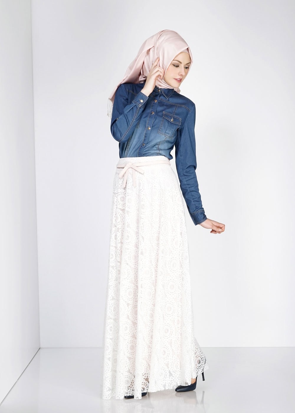 Tesettür giyim BEJ 6697 Moon Tesettür Etek