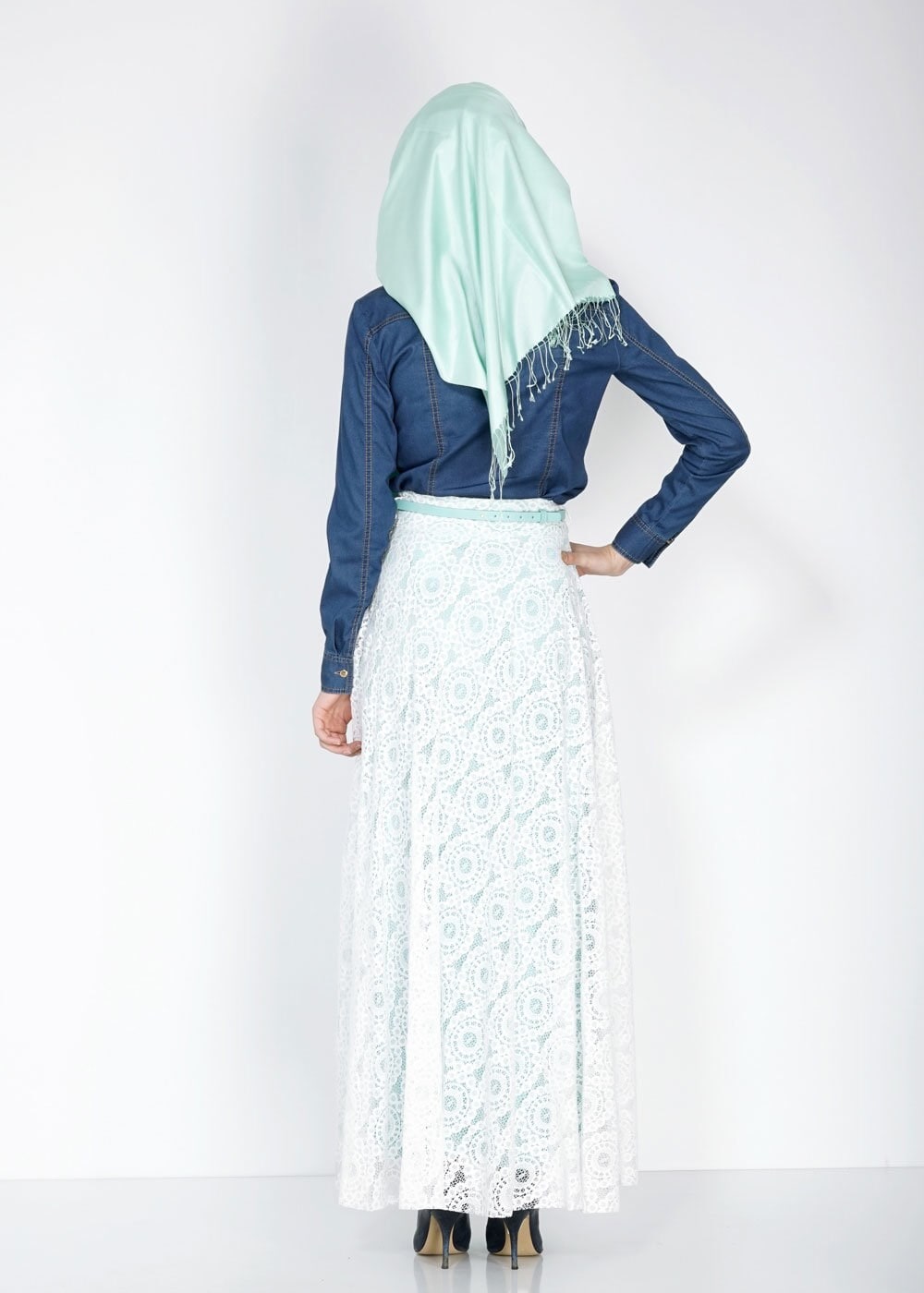 Tesettür giyim BEJ 6697 Moon Tesettür Etek