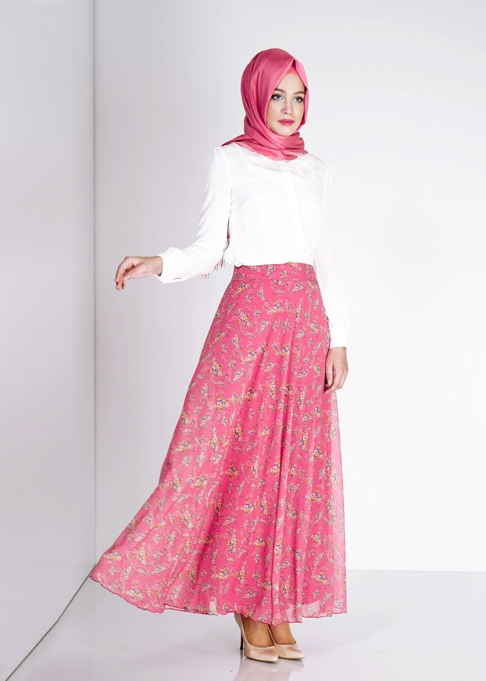 Tesettür giyim FUŞYA 6698 Evite Tesettür Etek