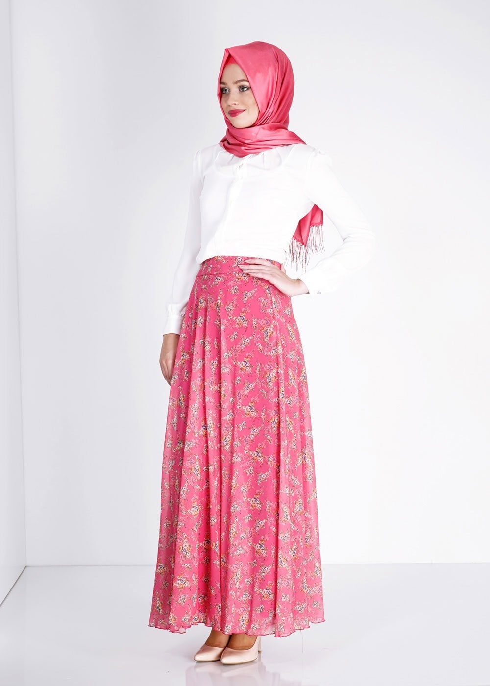 Tesettür giyim FUŞYA 6698 Evite Tesettür Etek