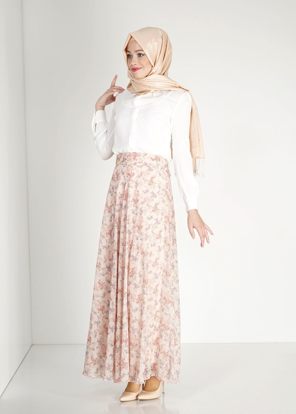 Tesettür giyim PUDRA 6698 Evite Tesettür Etek