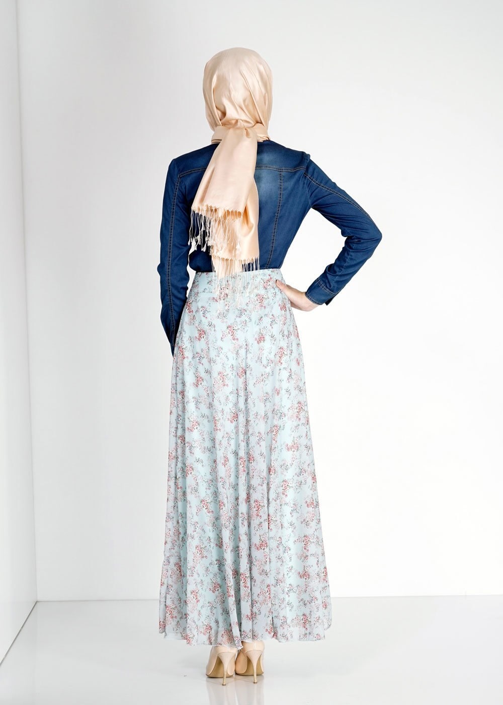 Tesettür giyim MAVİ 6698 Evite Tesettür Etek