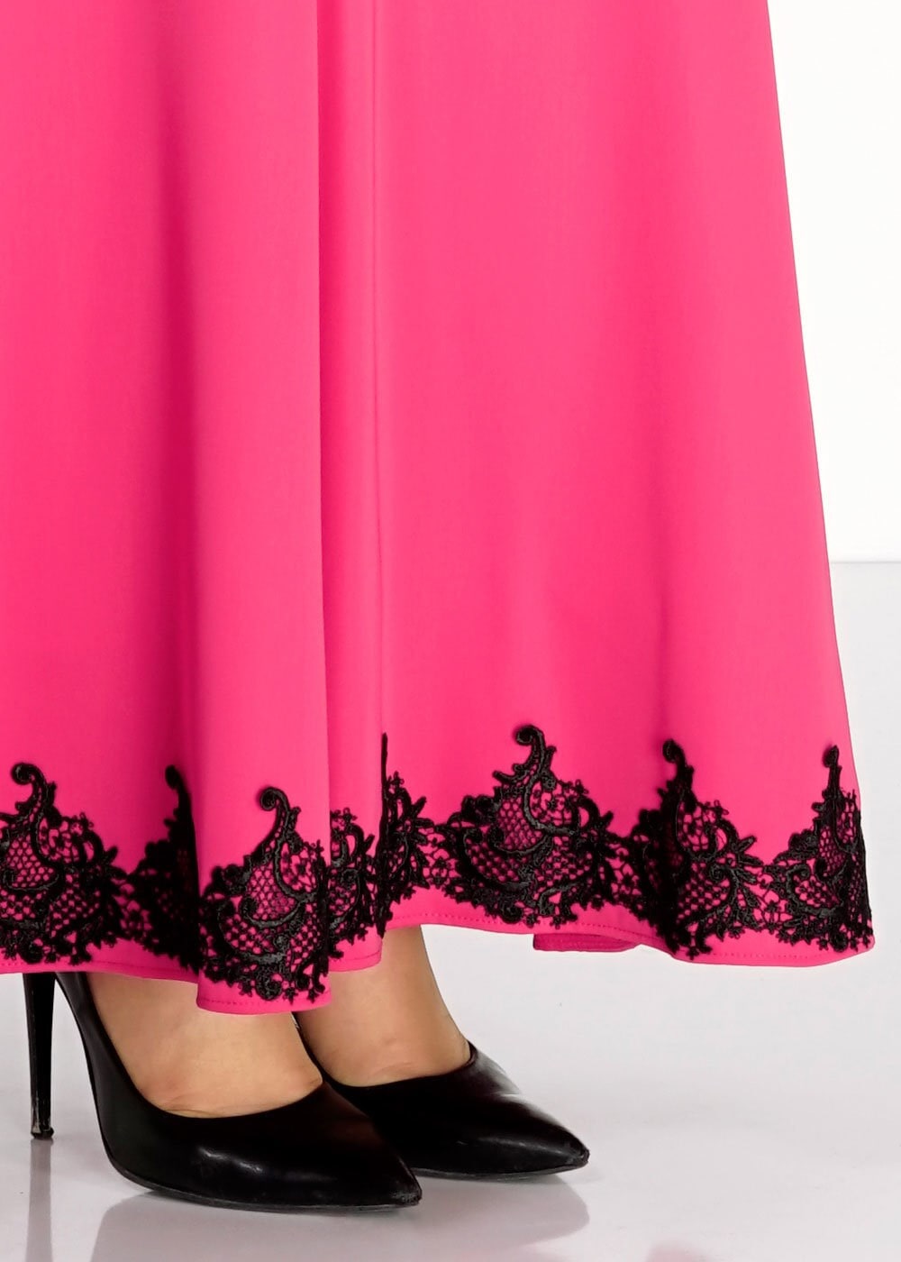 Tesettür giyim FUŞYA ETEK UCU İŞLEME DETAYLI ETEK 6702