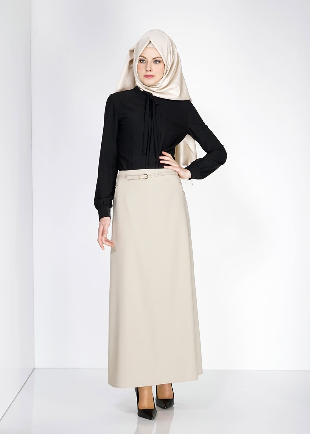 Tesettür giyim BEJ 6704 Ladin Tesettür Etek