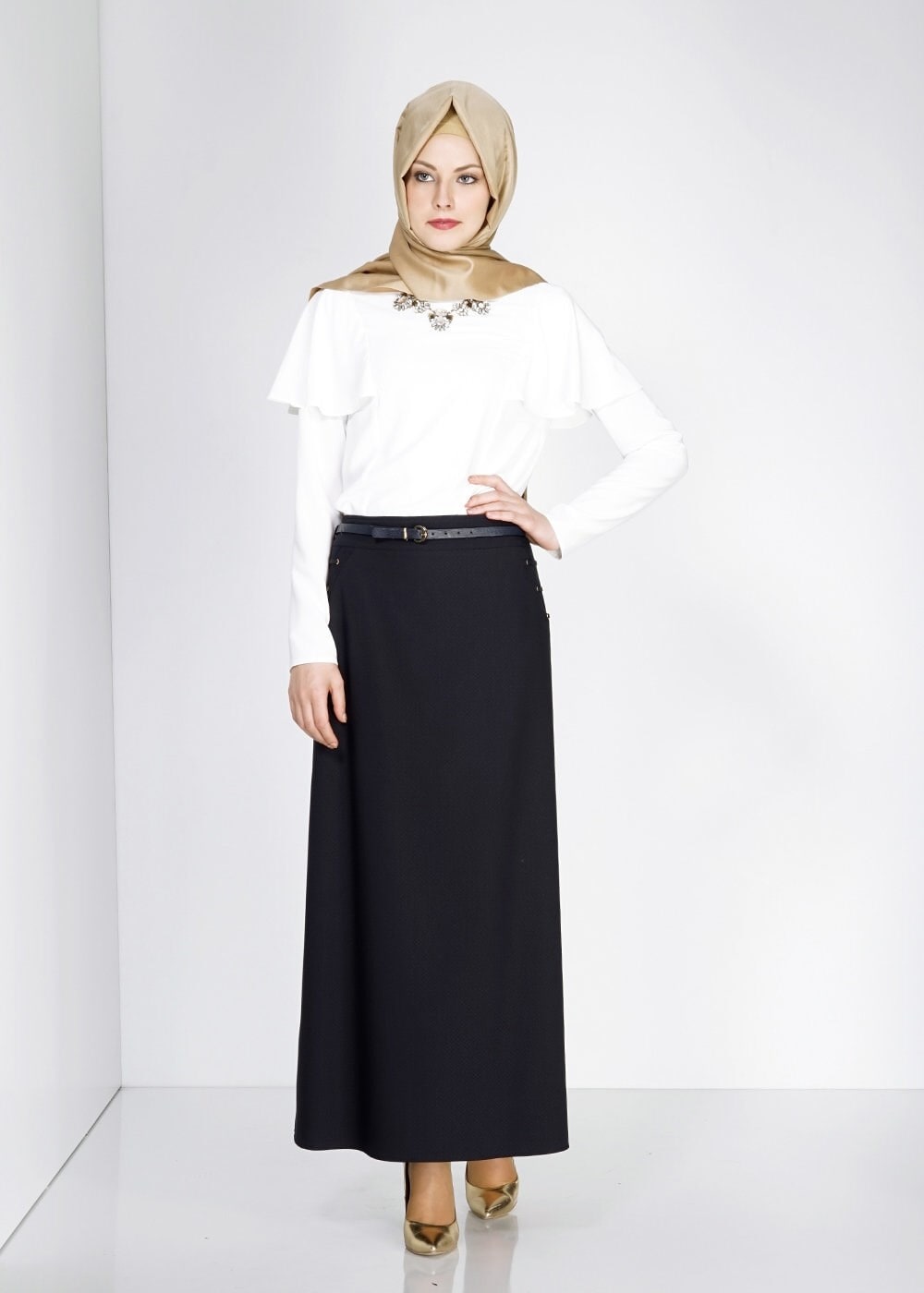 Tesettür giyim LACİVERT 6704 Ladin Tesettür Etek