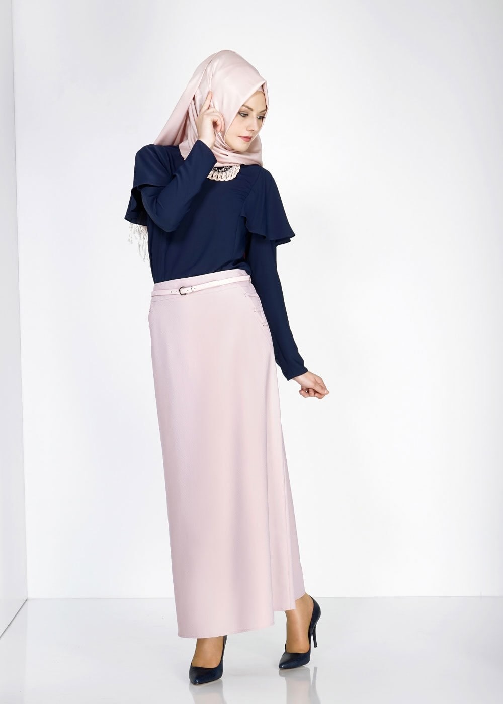 Tesettür giyim PUDRA 6704 Ladin Tesettür Etek