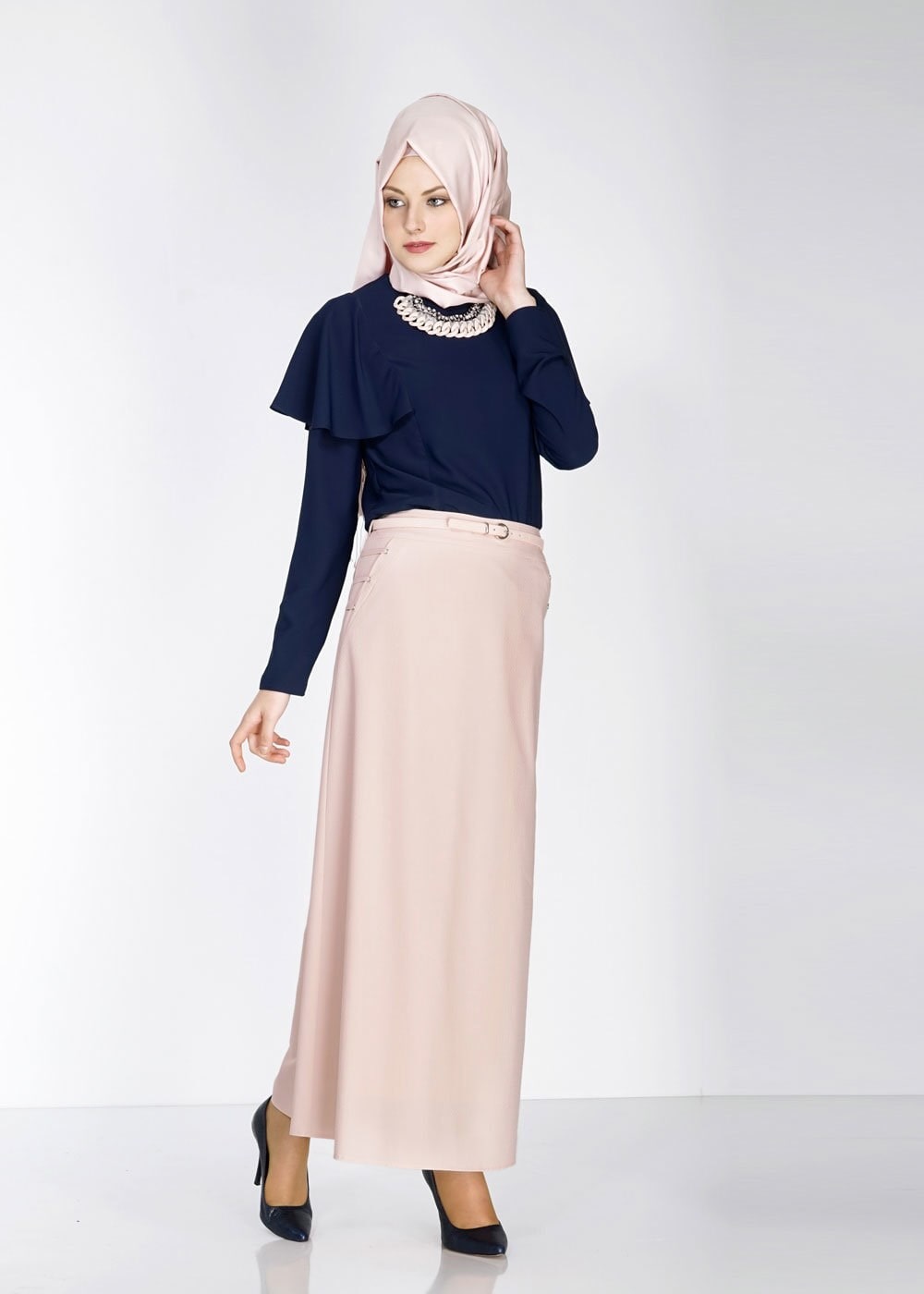 Tesettür giyim PUDRA 6704 Ladin Tesettür Etek