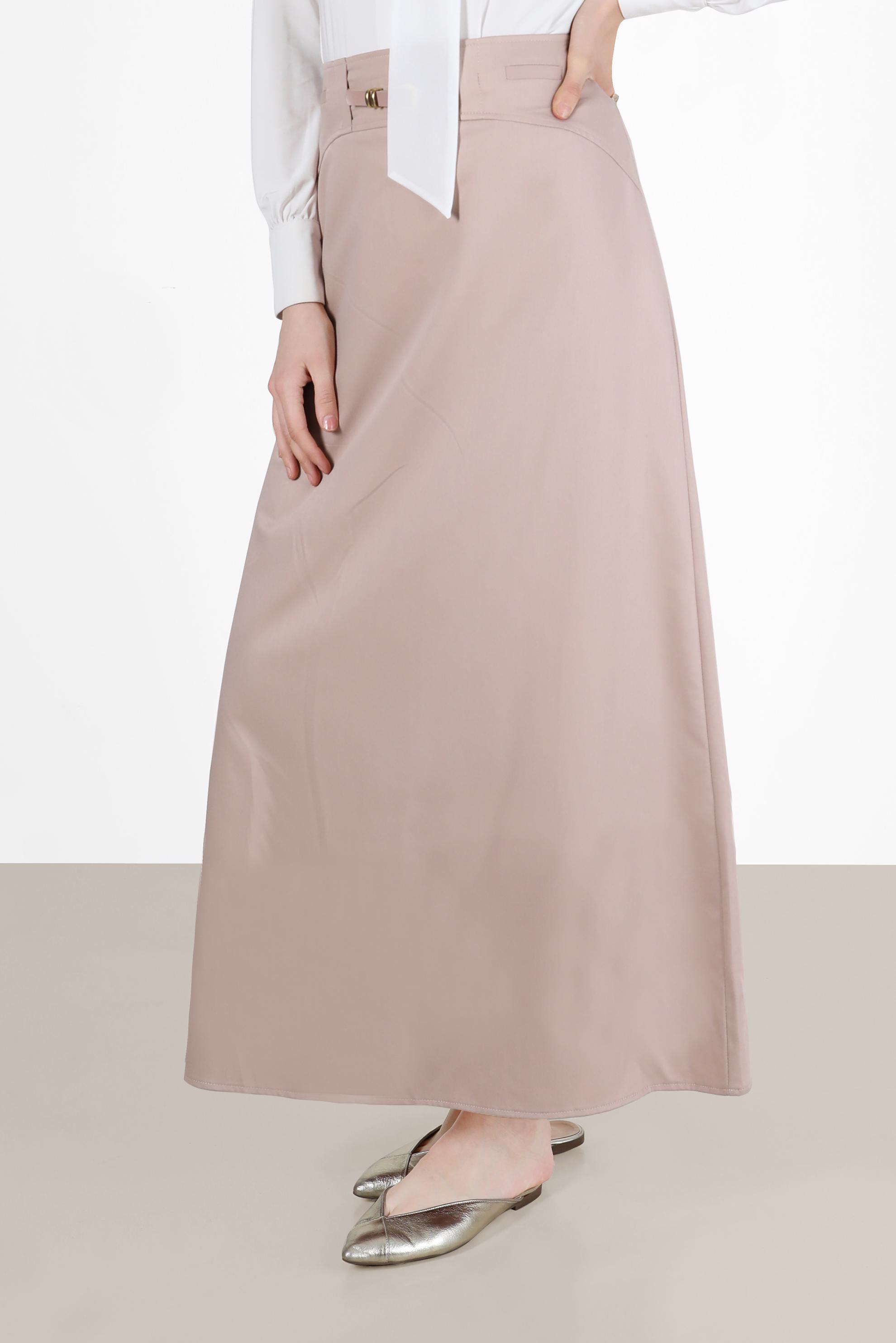 Tesettür giyim PUDRA KEMER DETAYLI ETEK 6706 