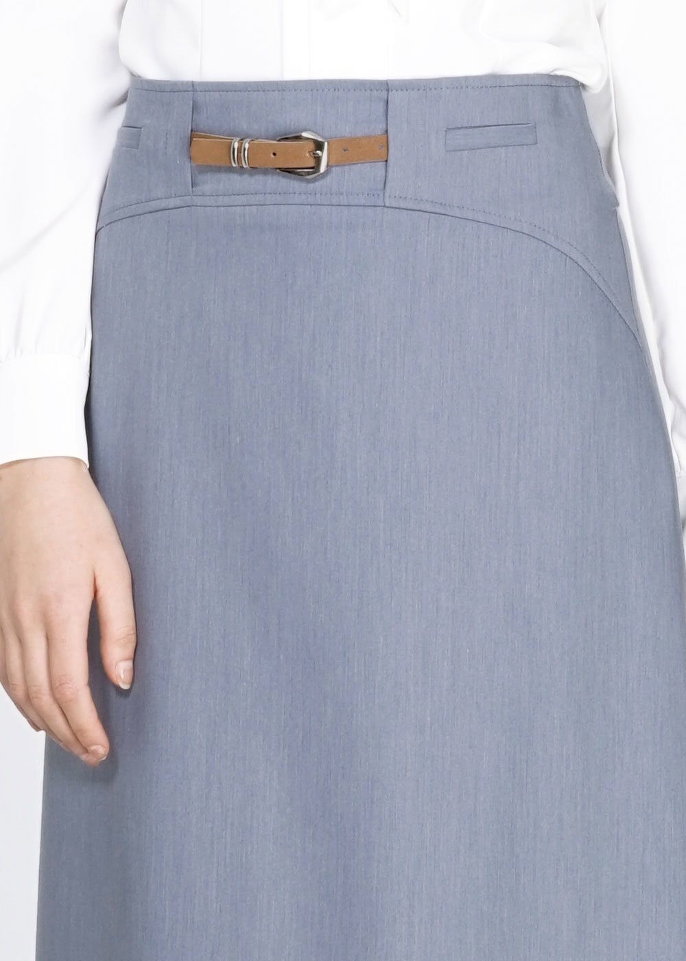 Tesettür giyim LACİVERT KEMER DETAYLI ETEK 6706 