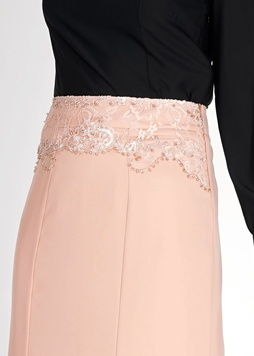 Tesettür giyim KAHVE NAKIŞ İŞLEMELİ TAŞ DETAYLI ETEK 6707