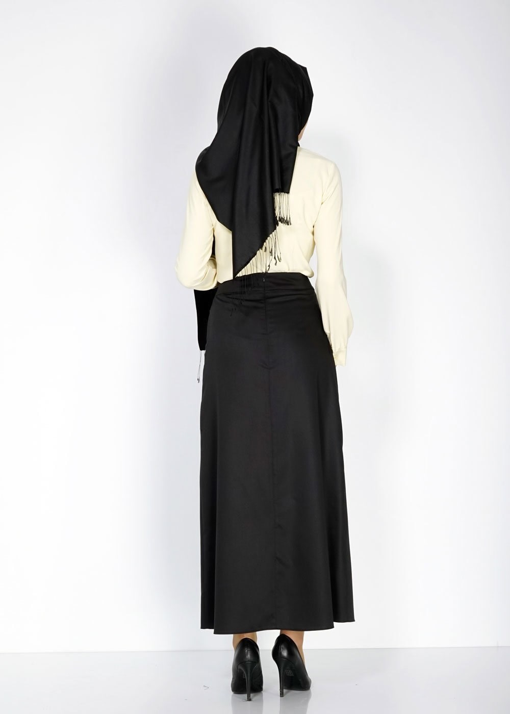 Tesettür giyim SİYAH FERMUAR DETAYLI ETEK 6708