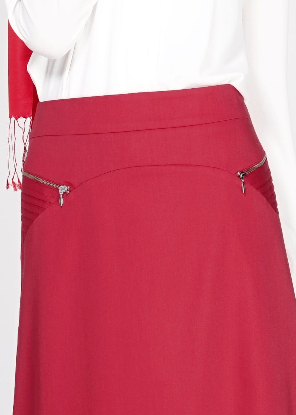 Tesettür giyim BORDO FERMUAR DETAYLI ETEK 6708