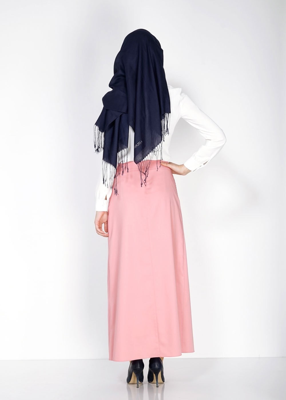 Tesettür giyim PUDRA FERMUAR DETAYLI ETEK 6708