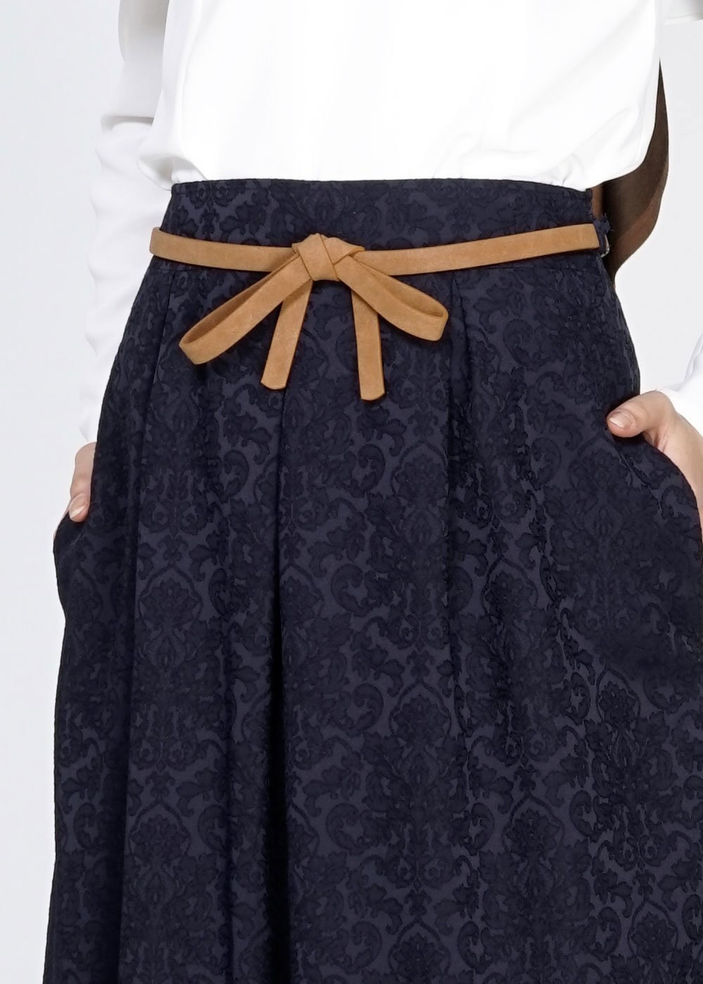 Tesettür giyim LACİVERT 6710 Almina Jakar Tesettür Etek