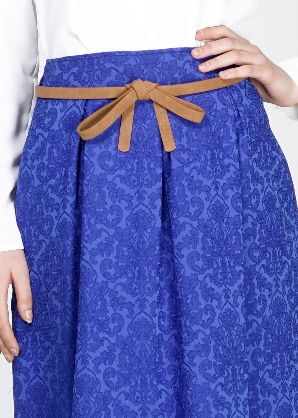 Tesettür giyim LACİVERT 6710 Almina Jakar Tesettür Etek