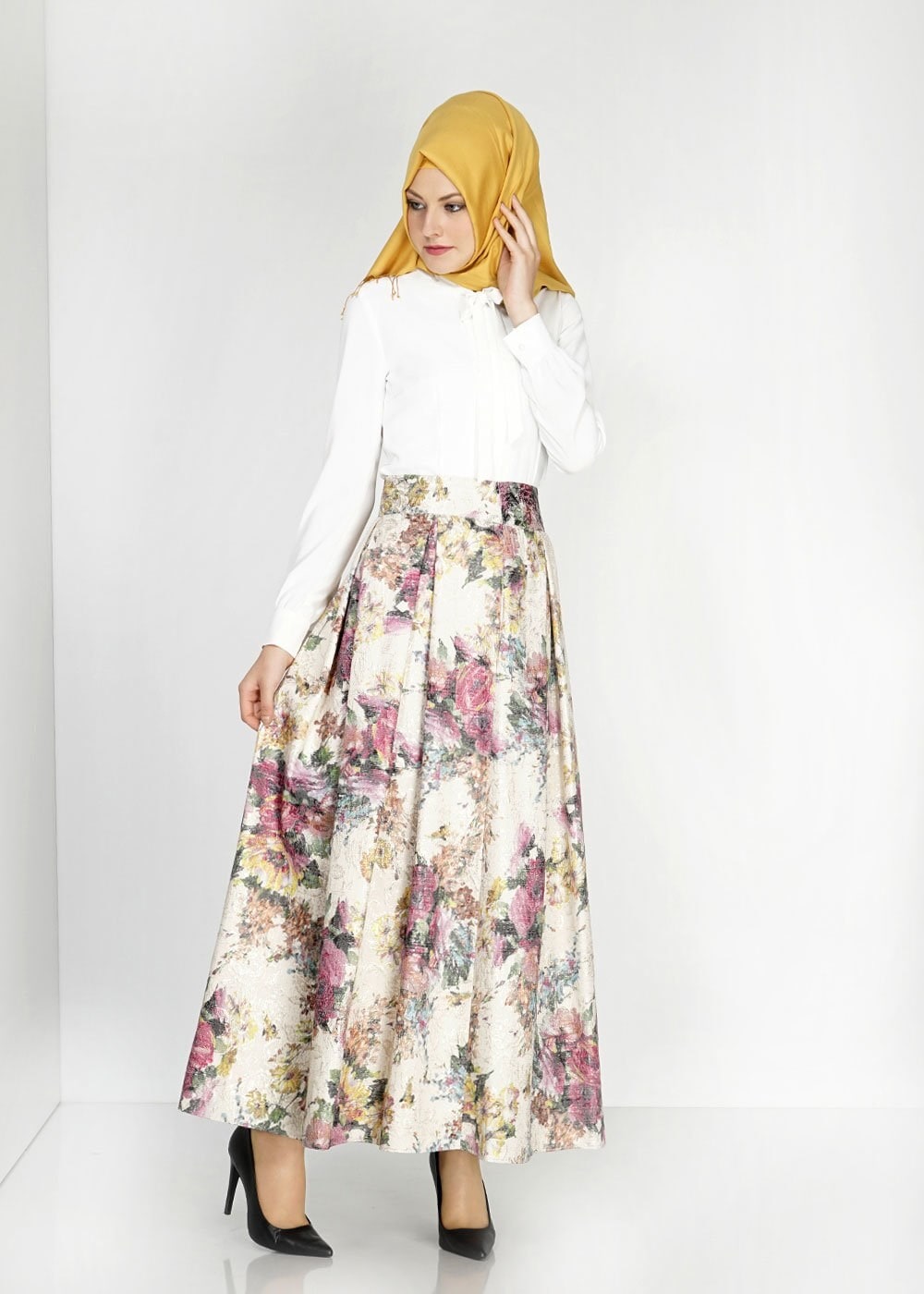 Tesettür giyim BEJ 6713 Jakar Tesettür Etek