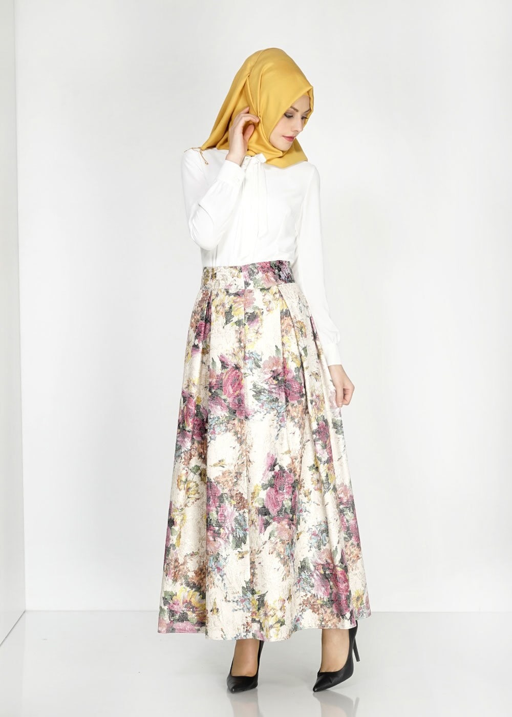 Tesettür giyim BEJ 6713 Jakar Tesettür Etek