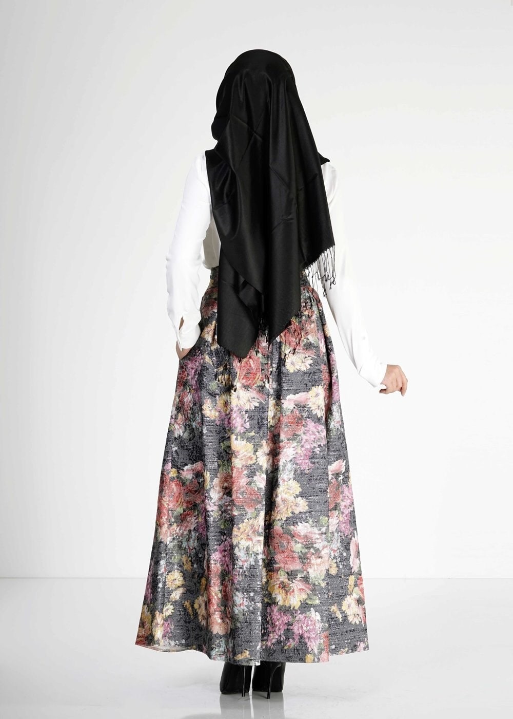 Tesettür giyim LACİVERT 6713 Jakar Tesettür Etek