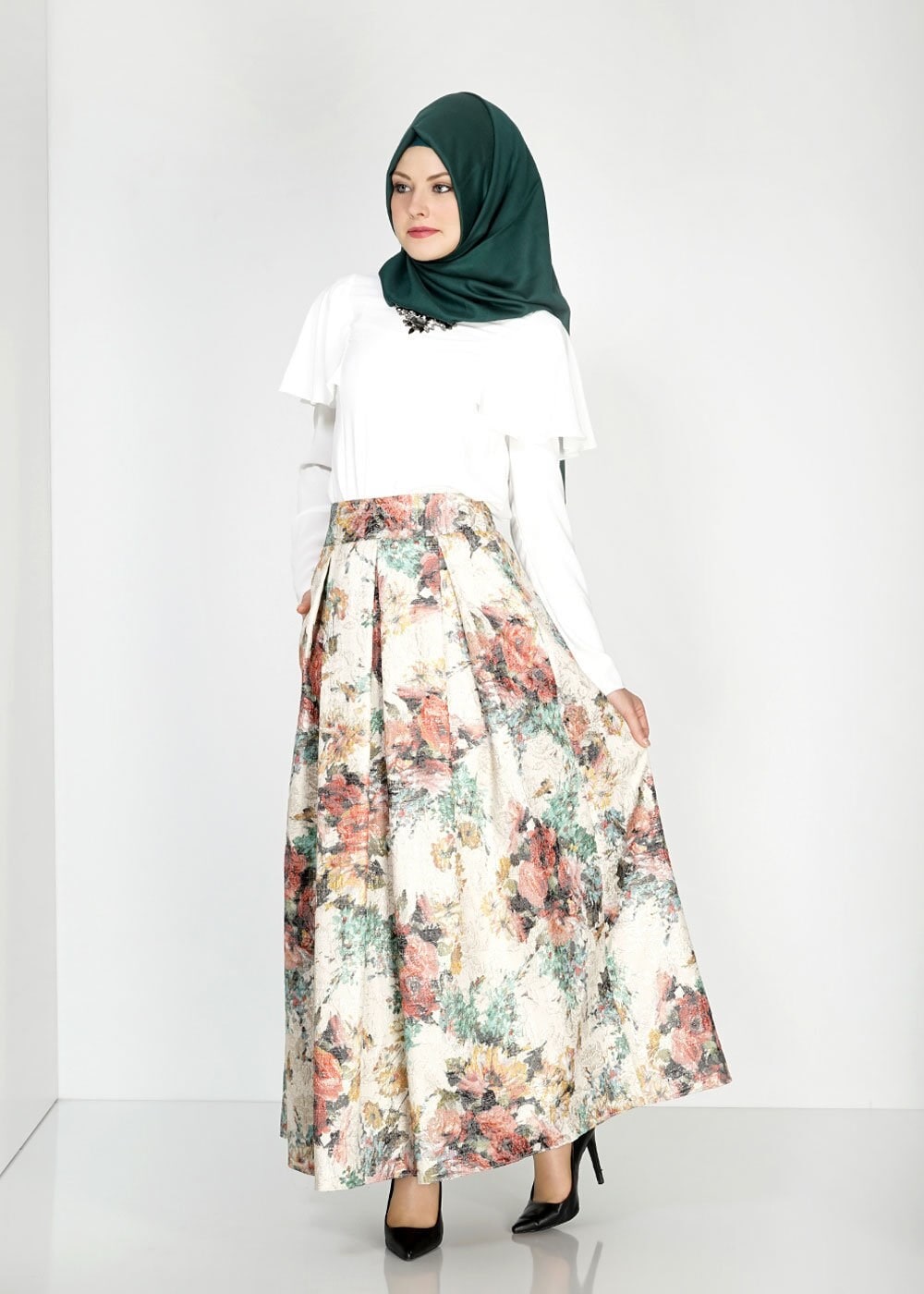 Tesettür giyim BEJ 6713 Jakar Tesettür Etek