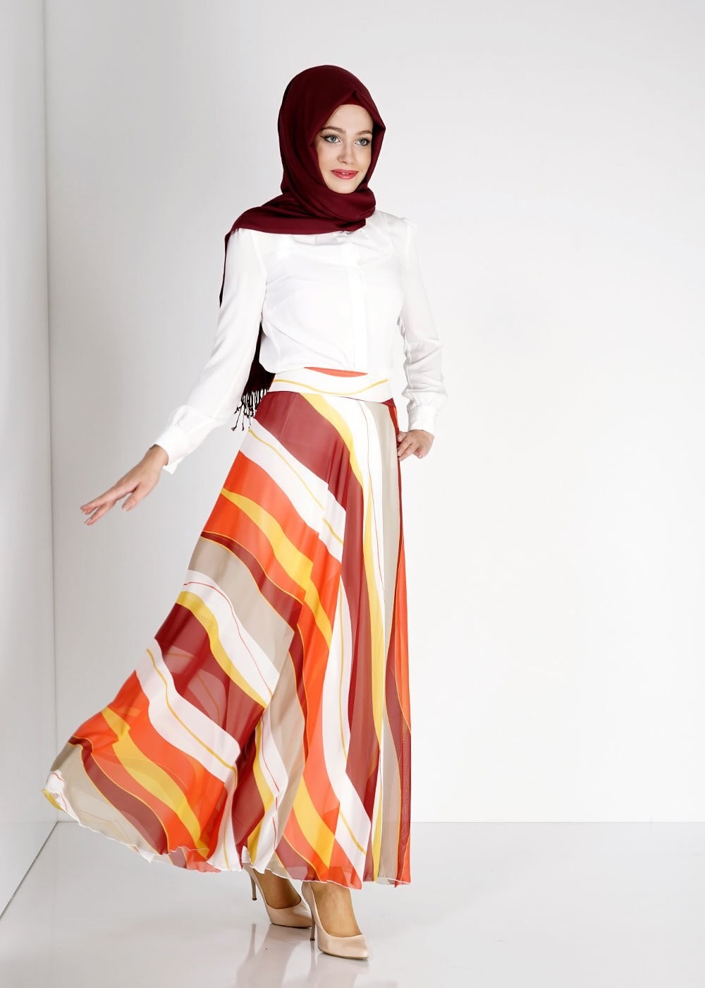 Tesettür giyim BORDO 6714 Neptün Tesettür Etek