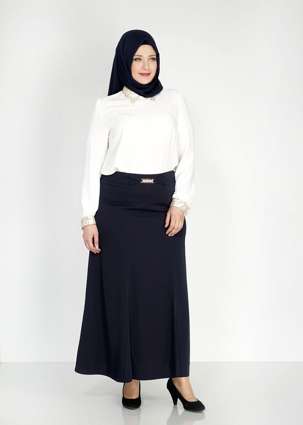 Tesettür giyim LACİVERT 6715 Sarah Tesettür Etek