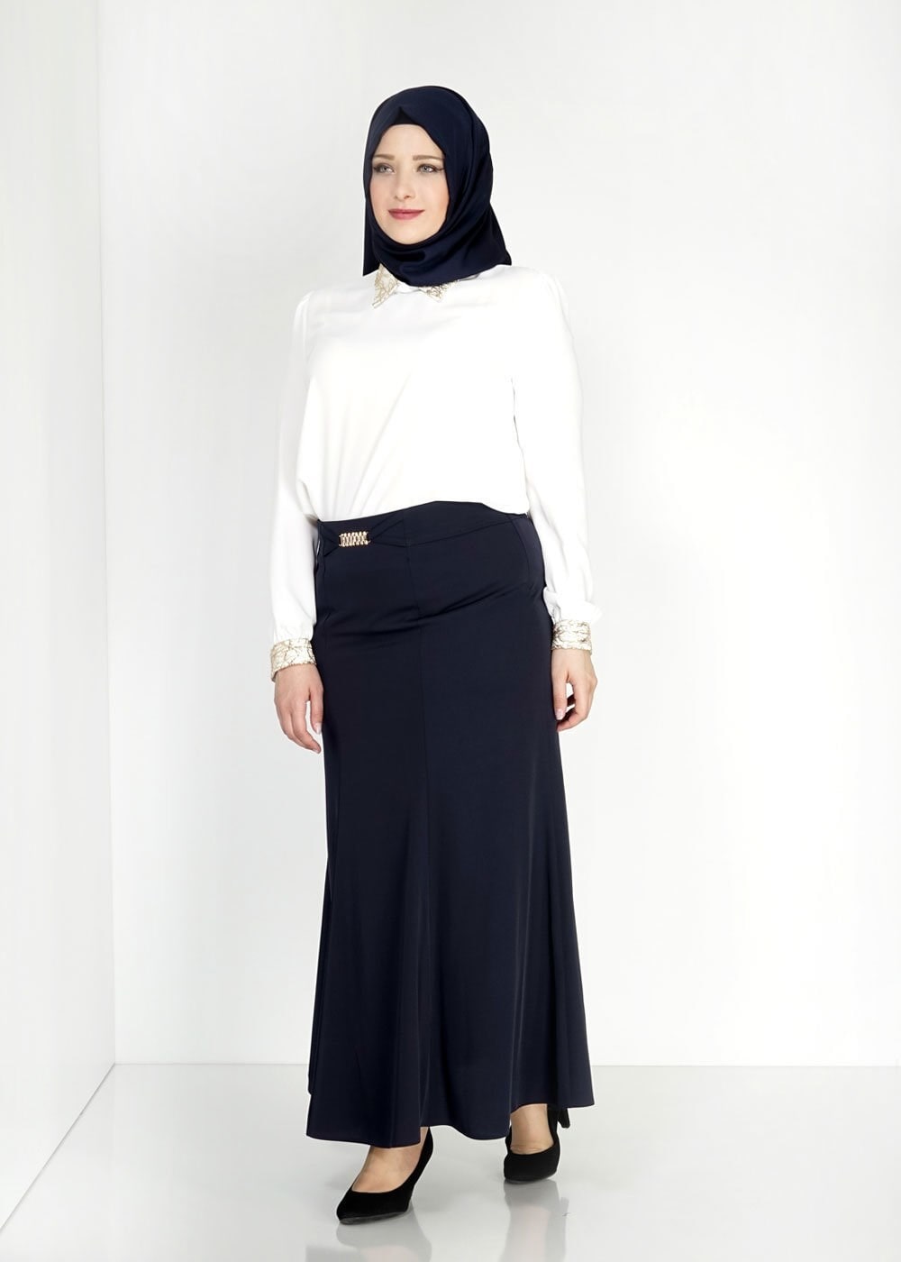 Tesettür giyim LACİVERT 6715 Sarah Tesettür Etek