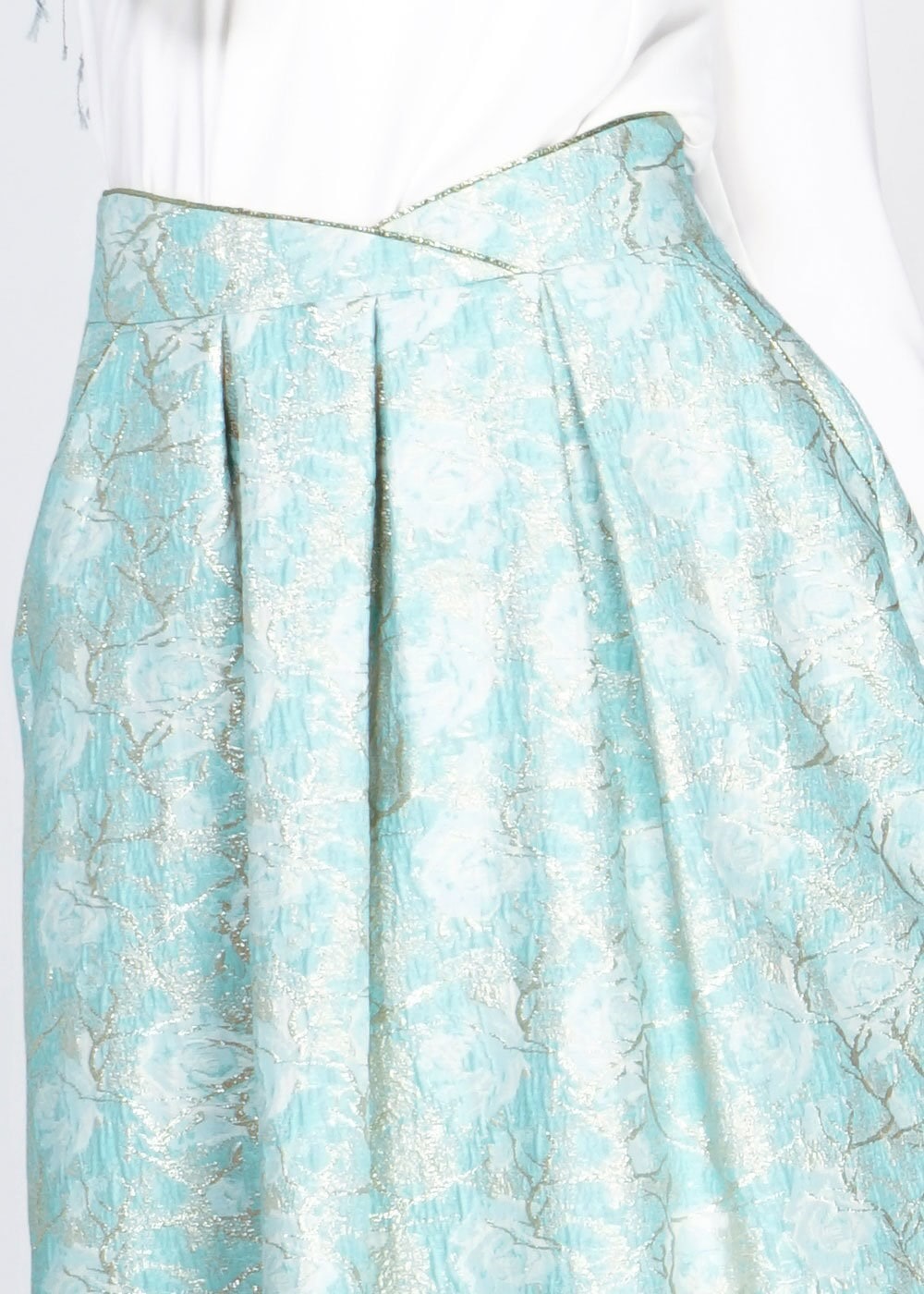 Tesettür giyim MAVİ PİLELİ JAKAR ETEK 6720