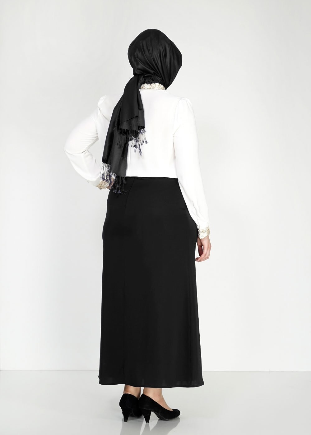 Tesettür giyim SİYAH 6725 Elite Tesettür Etek