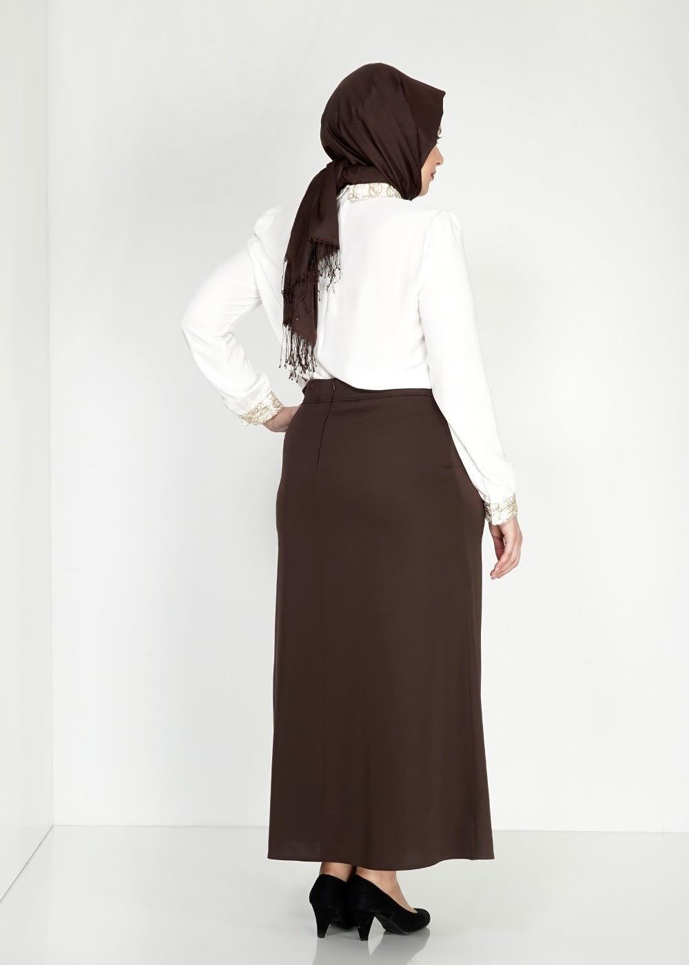 Tesettür giyim KAHVE 6725 Elite Tesettür Etek