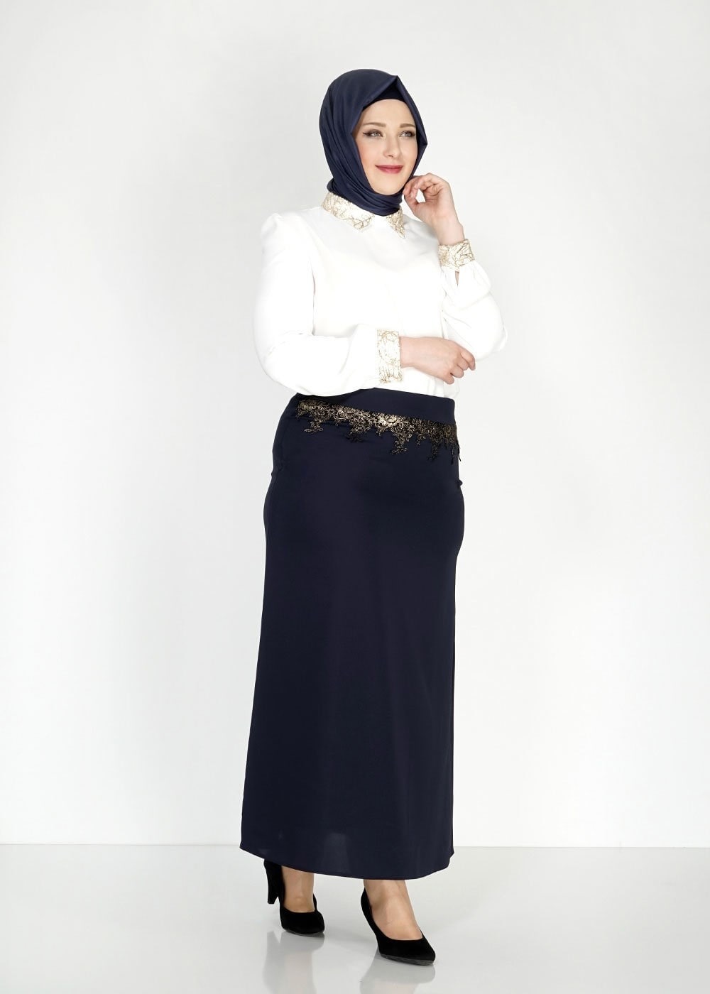 Tesettür giyim LACİVERT 6725 Elite Tesettür Etek