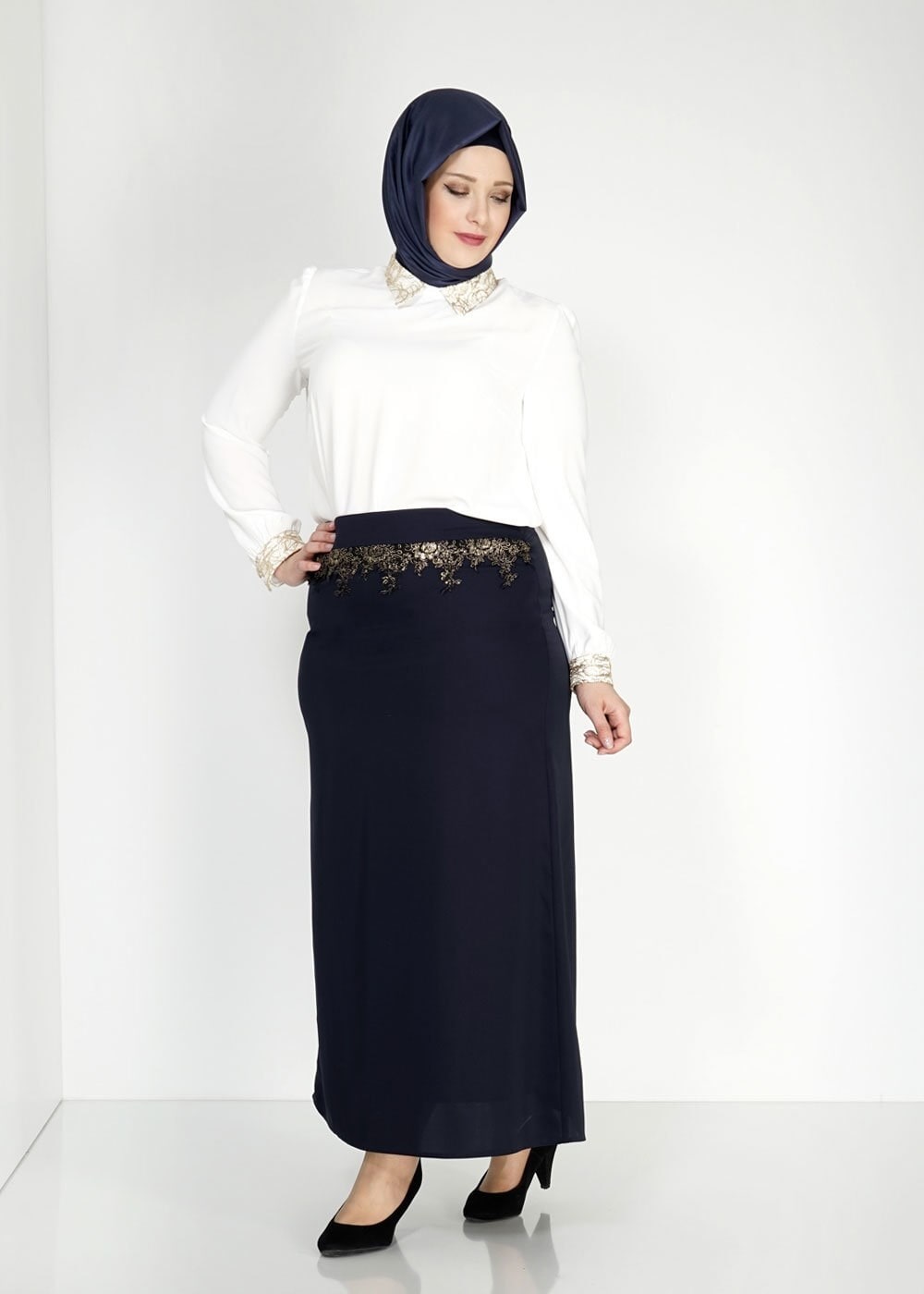 Tesettür giyim LACİVERT 6725 Elite Tesettür Etek