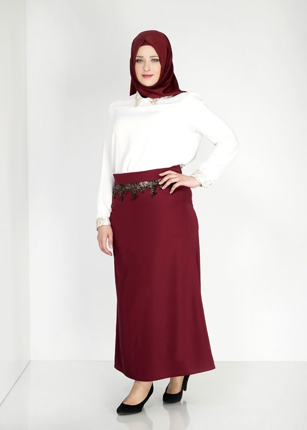 Tesettür giyim BORDO 6725 Elite Tesettür Etek