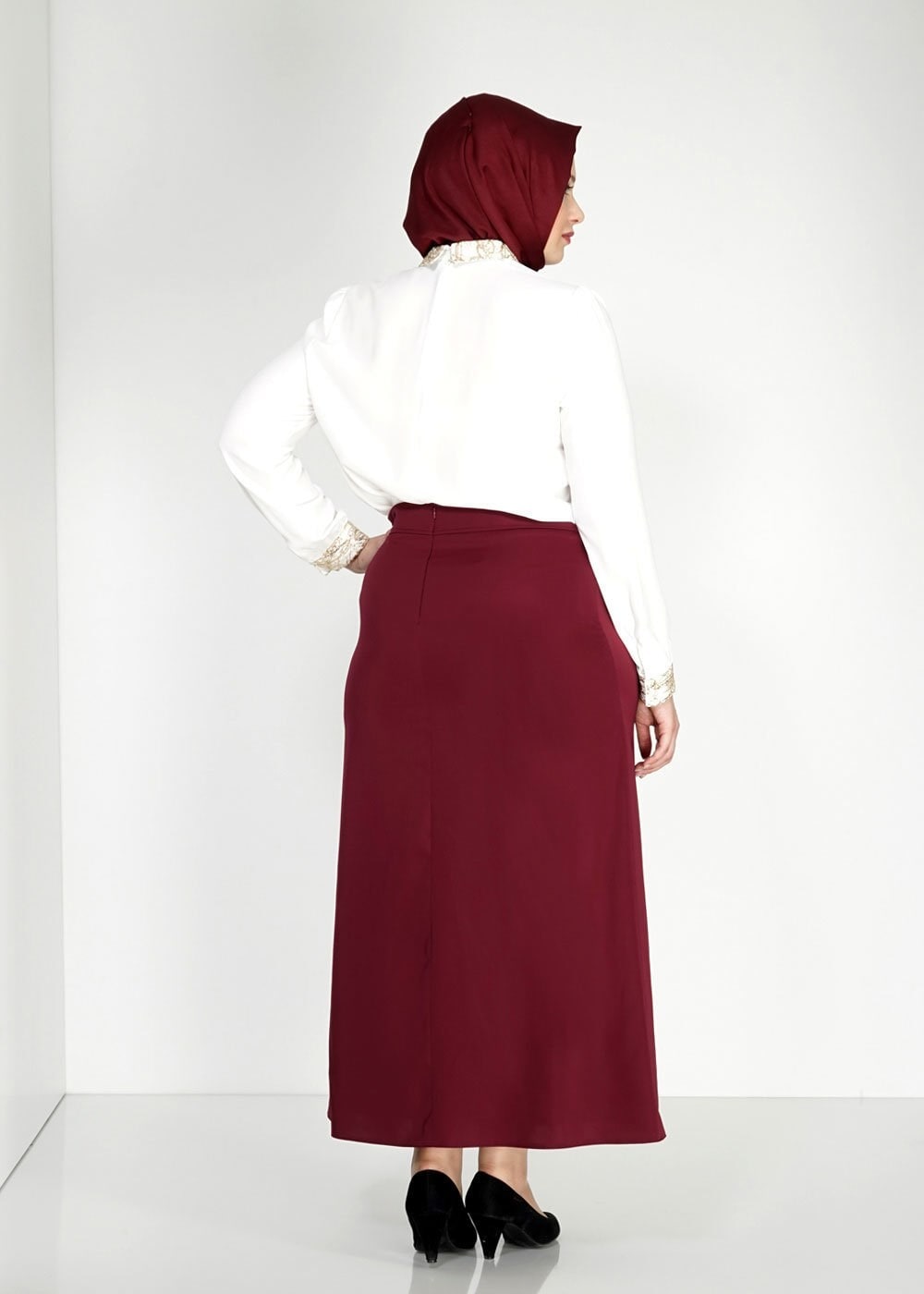 Tesettür giyim BORDO 6725 Elite Tesettür Etek