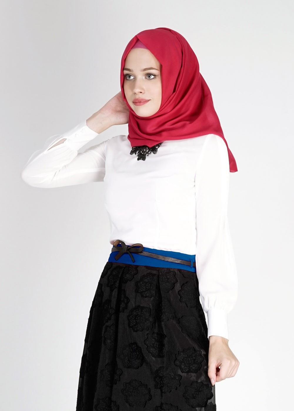 Tesettür giyim SİYAH PİLELİ JAKAR ETEK 6726