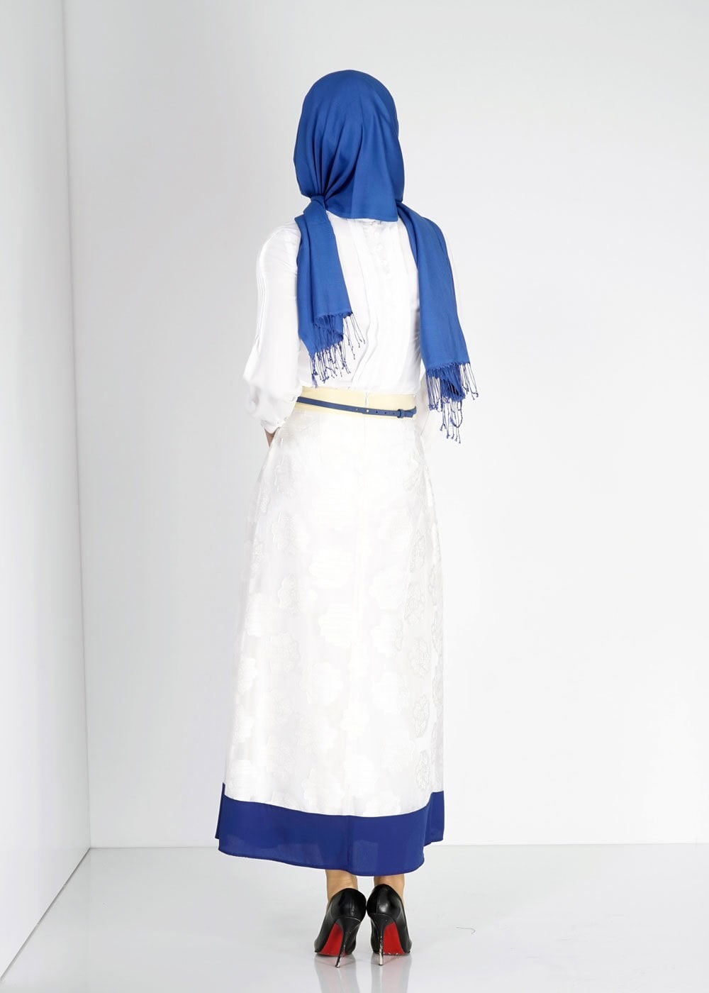 Tesettür giyim BEJ PİLELİ JAKAR ETEK 6726