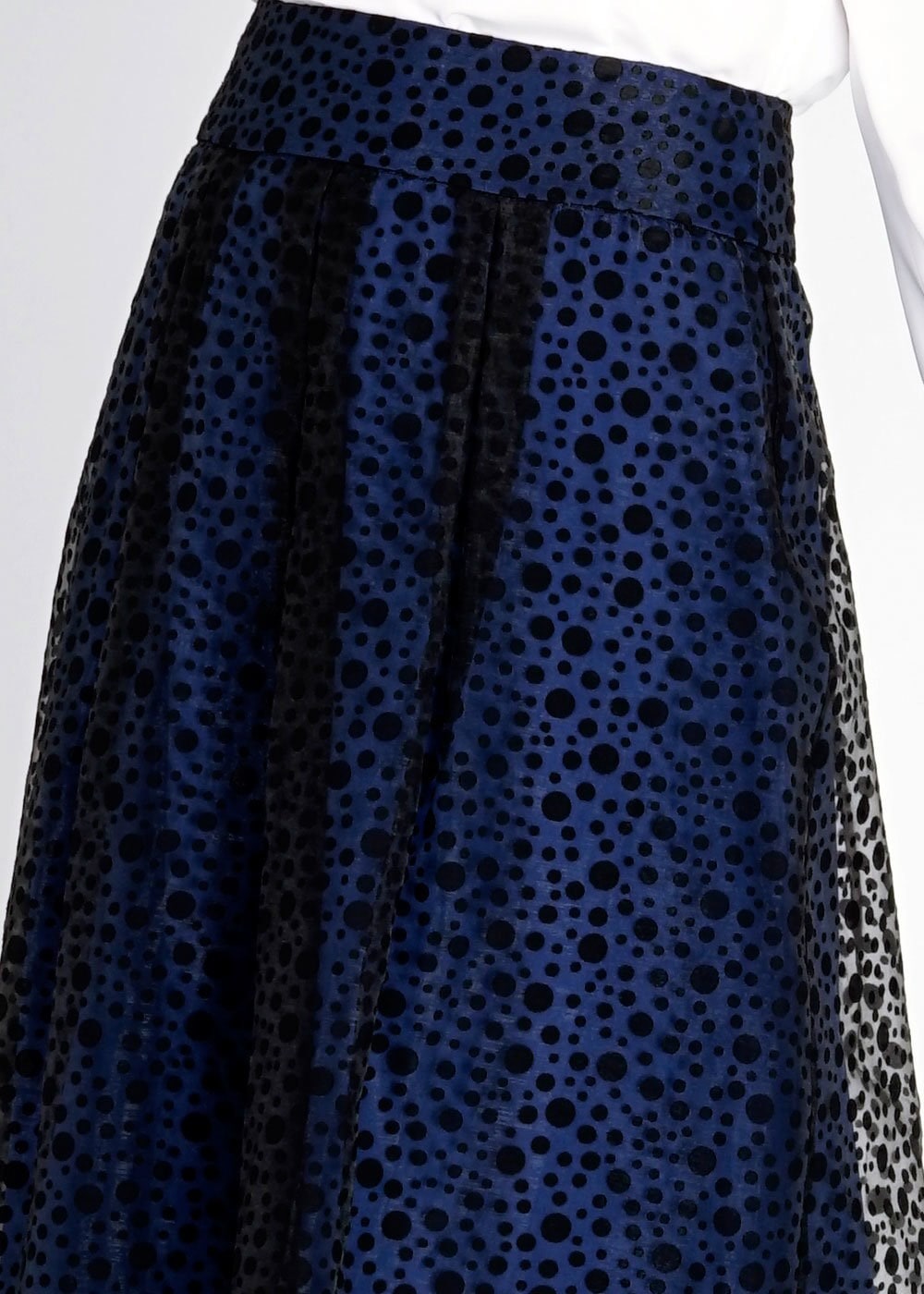 Tesettür giyim SİYAH PUANTİYE DESENLİ TÜL DETAYLI ETEK 6730