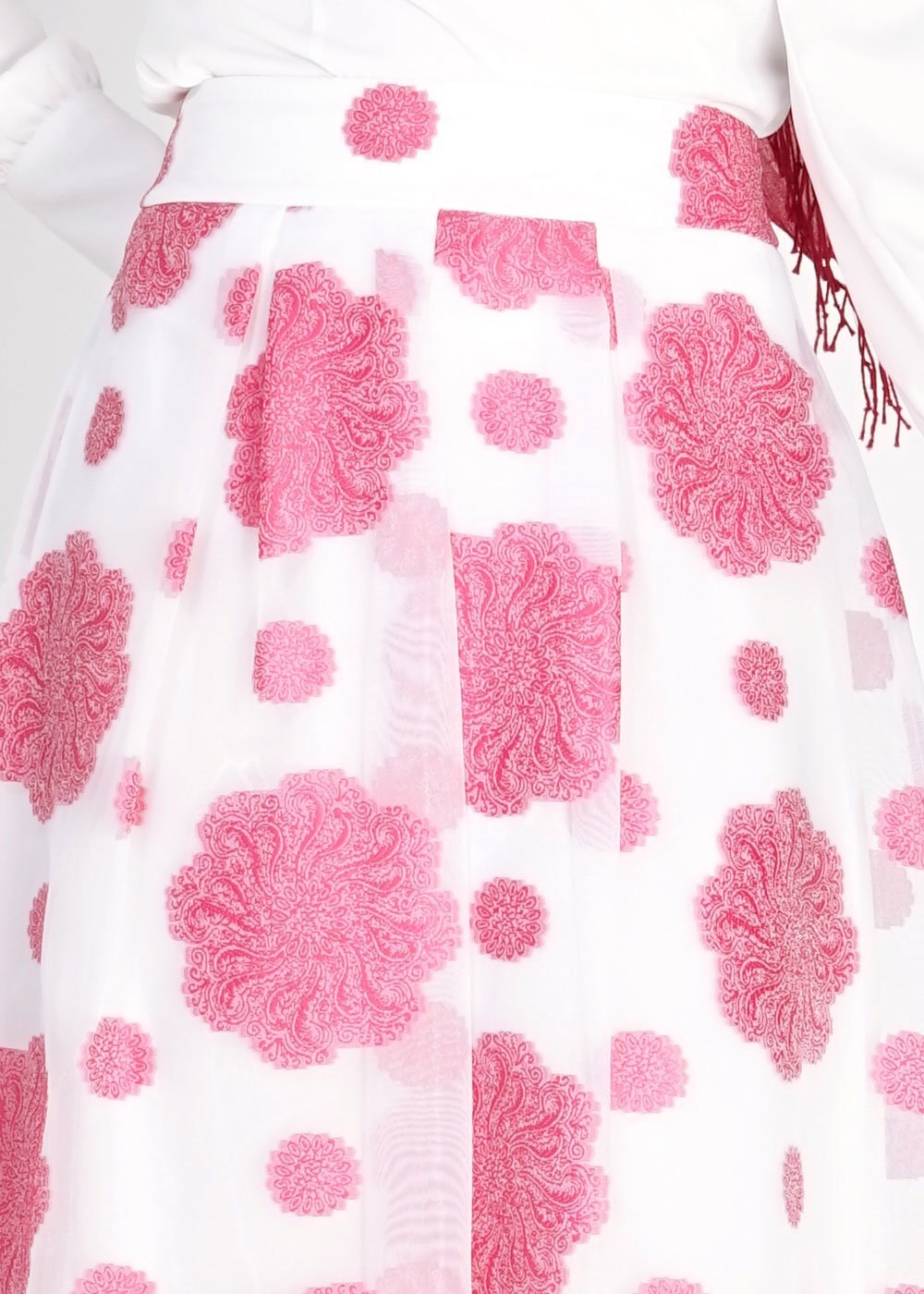 Tesettür giyim FUŞYA ÇİÇEK DESENLİ PİLELİ ETEK 6731